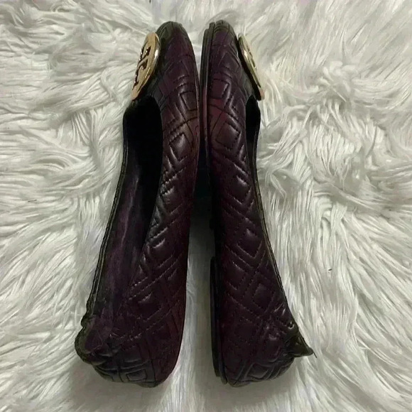 Tory Burch Women's Quilted Minnie Flats, Port, Red, Purple, 7.5M - Picture 6 of 12